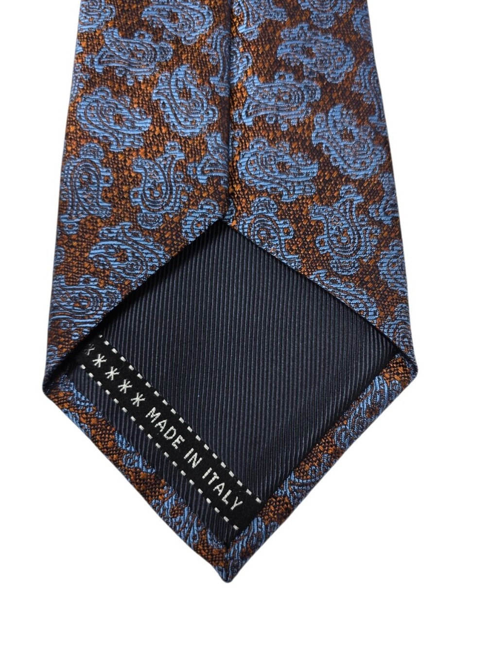 Ermenegildo Zegna Silk Paisley Neck Tie Copper Brown Blue Classic Width Reg - Picture 6 of 8